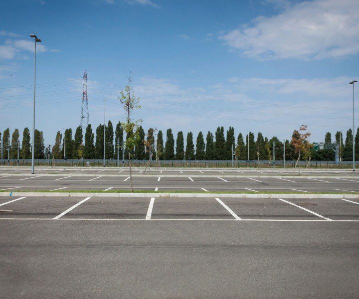 Empty parking lot with striping